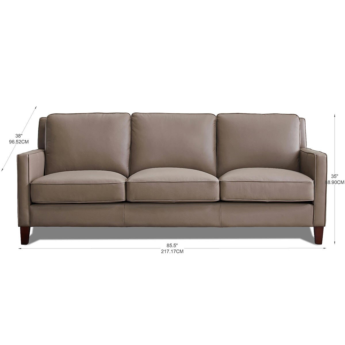 West Park 3 Seater Taupe Leather Sofa | Costco UK