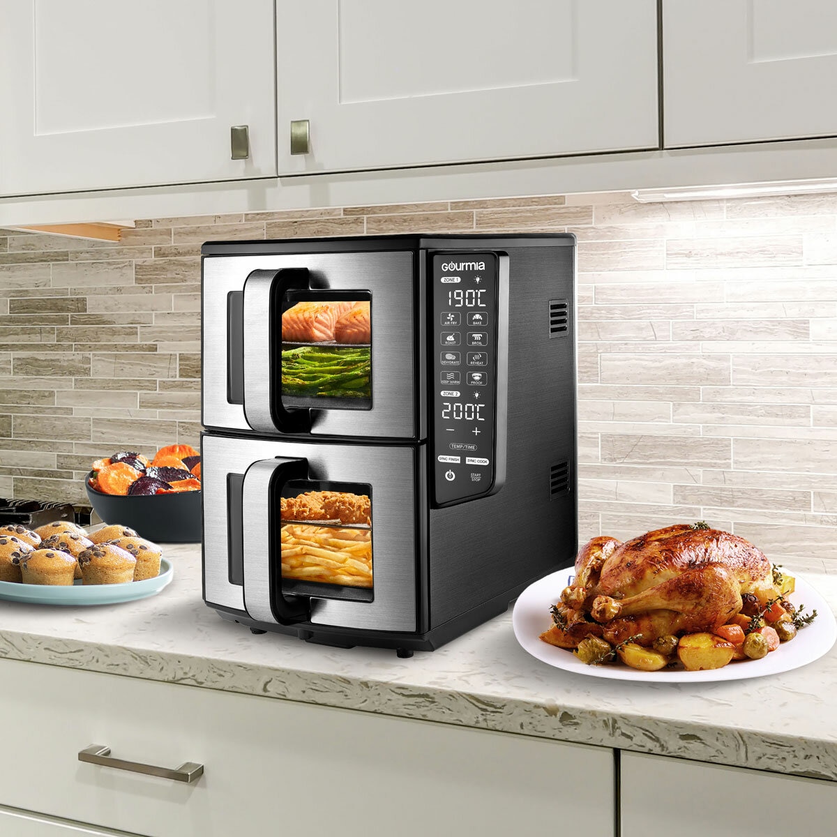 Gourmia Dual Basket Air Fryer lifestyle Gourmia Dual Basket Air Fryer lifestyle