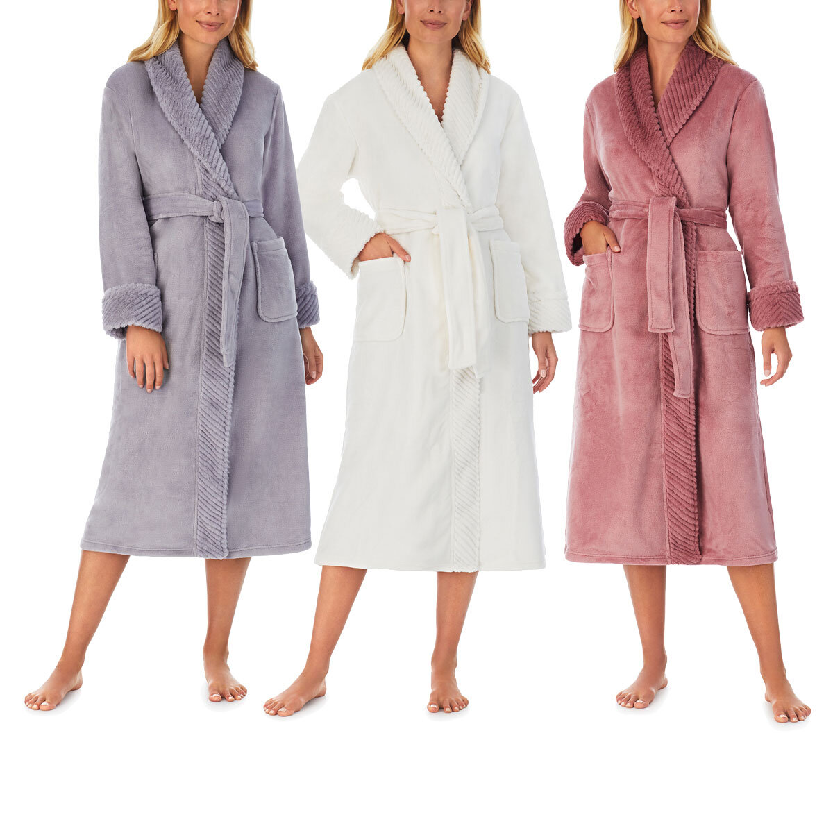 Carole Hochman Women’s Light Grey Plush Wrap Robe / Various Sizes