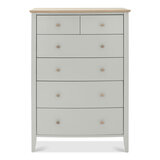 Bentley Designs Whitby Scandi Oak & Grey 4+2 Drawer Chest of Drawers, Front View