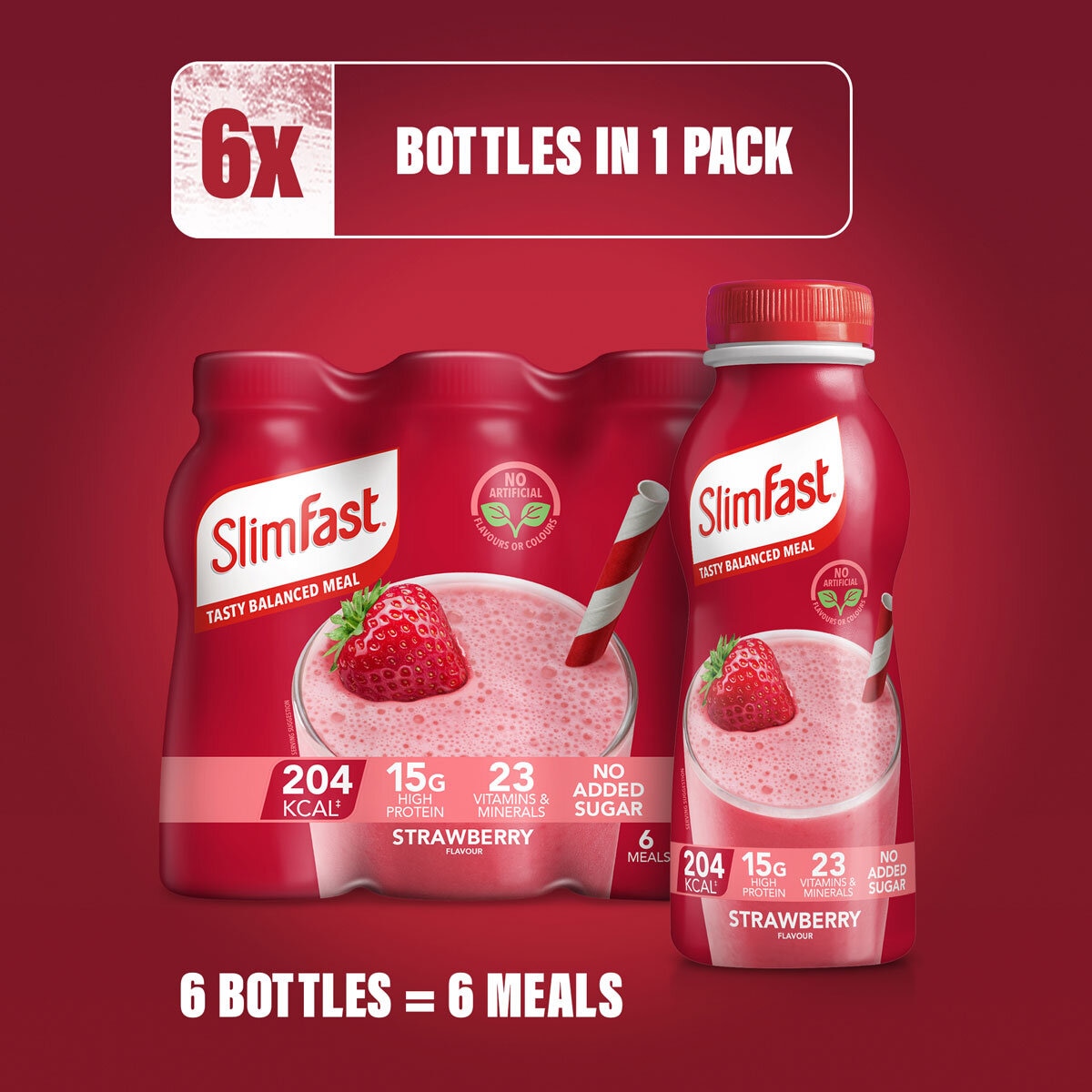 Slimfast Strawberry Shakes, 6 x 325ml