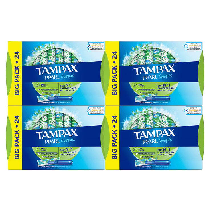 Tampax Pearl Compak Applicator Super Tampons, 4 x 24 Pack Costco UK