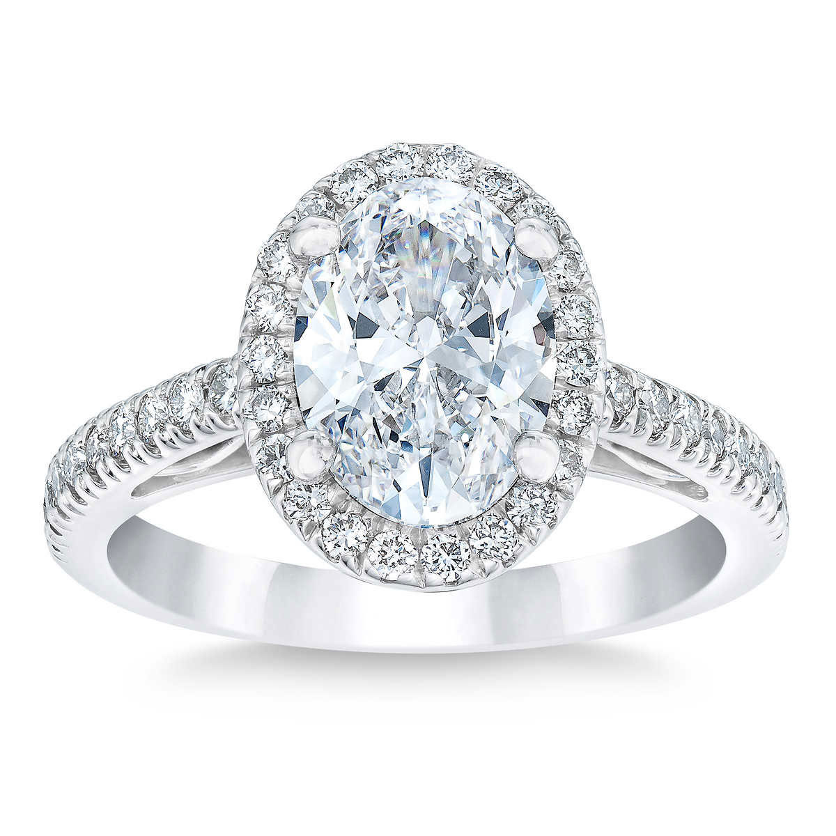 2.53ctw Oval Cut Diamond Halo Wedding Ring, Platinum | Costco UK