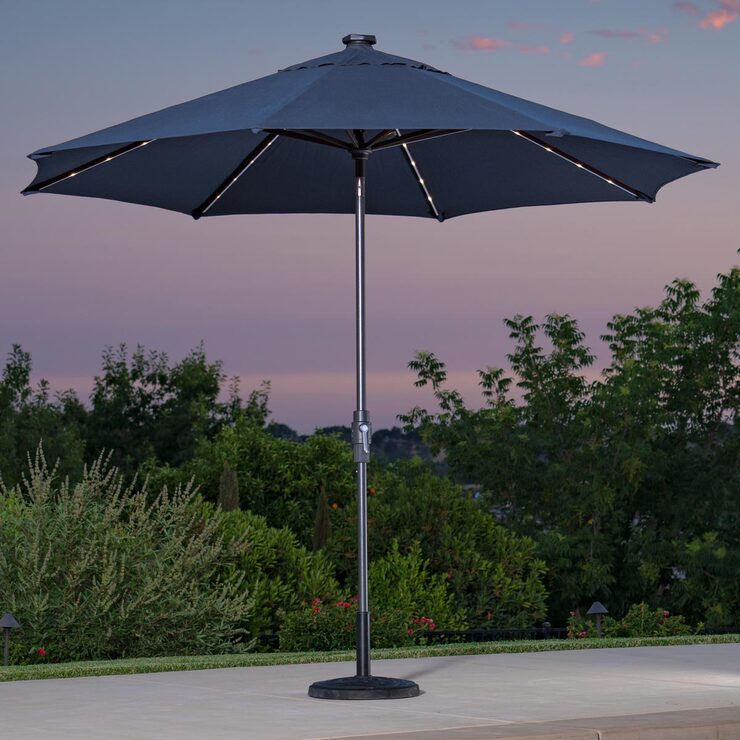 SunVilla 10ft Aluminium Auto-Tilt 56 LED Umbrella in Indigo | Costco UK