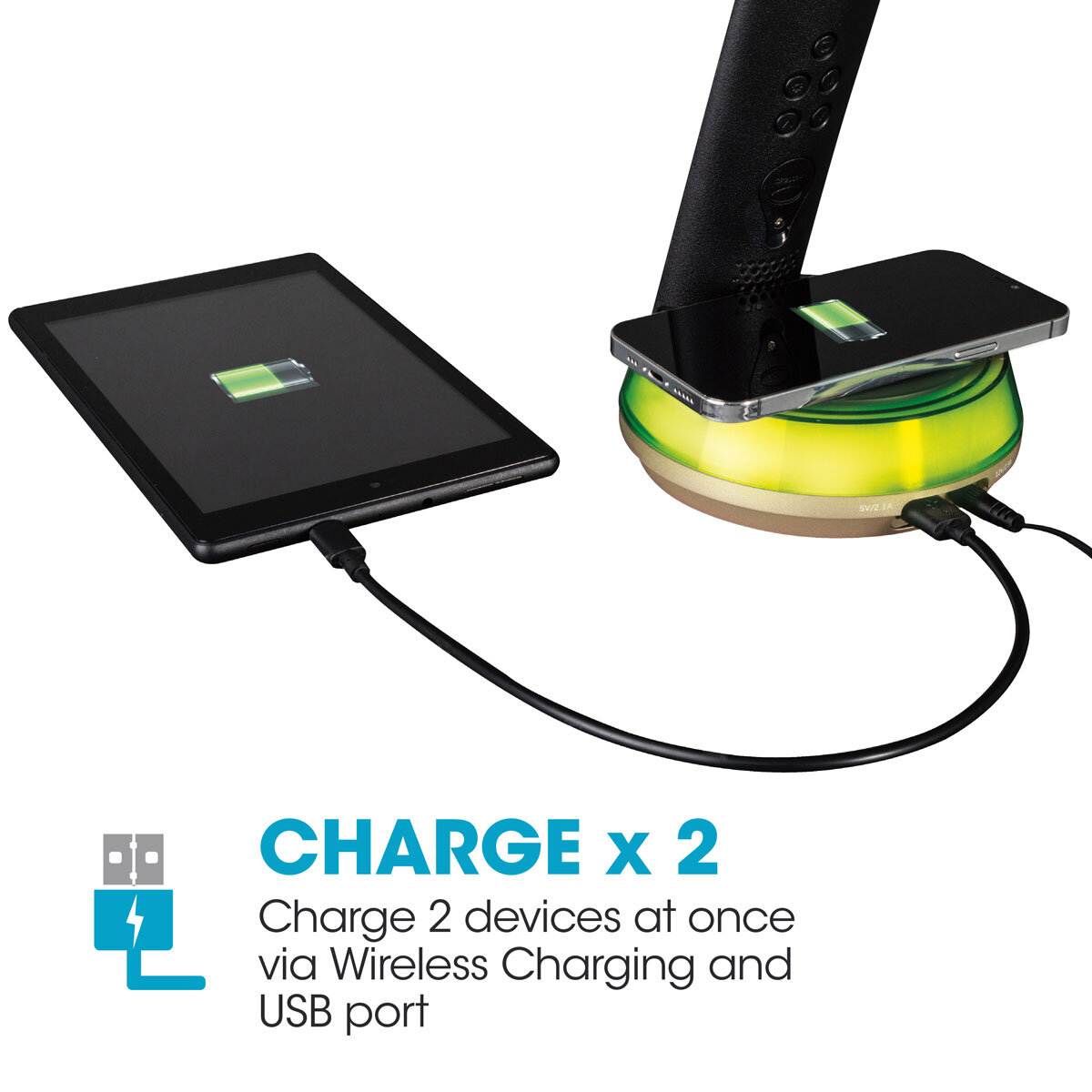 Buy Wireless charging LED Desk Lamp Base Black Feature6 Image at Costco.co.uk