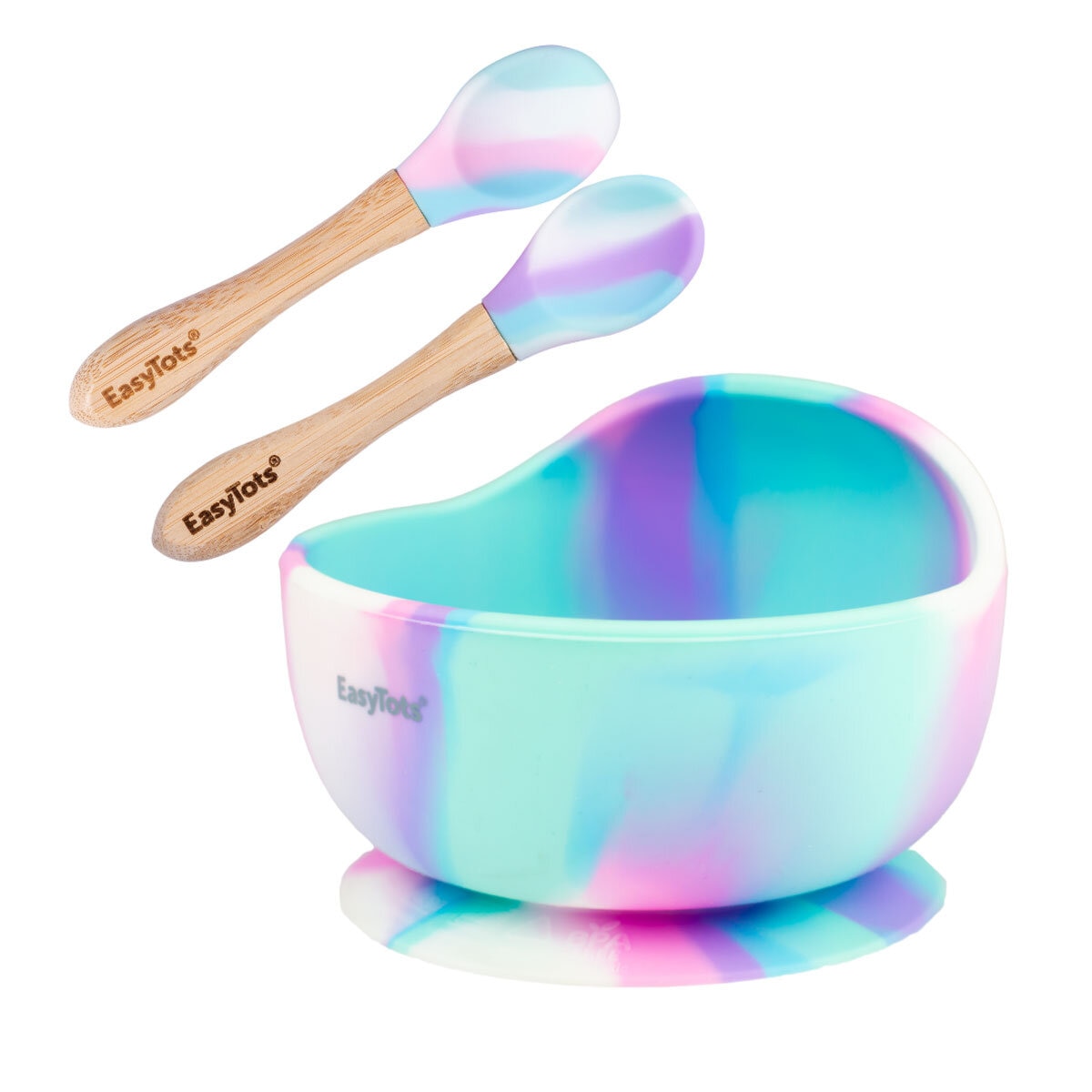 EasyTots Suction Bowl with Bamboo Spoons - Unicorn