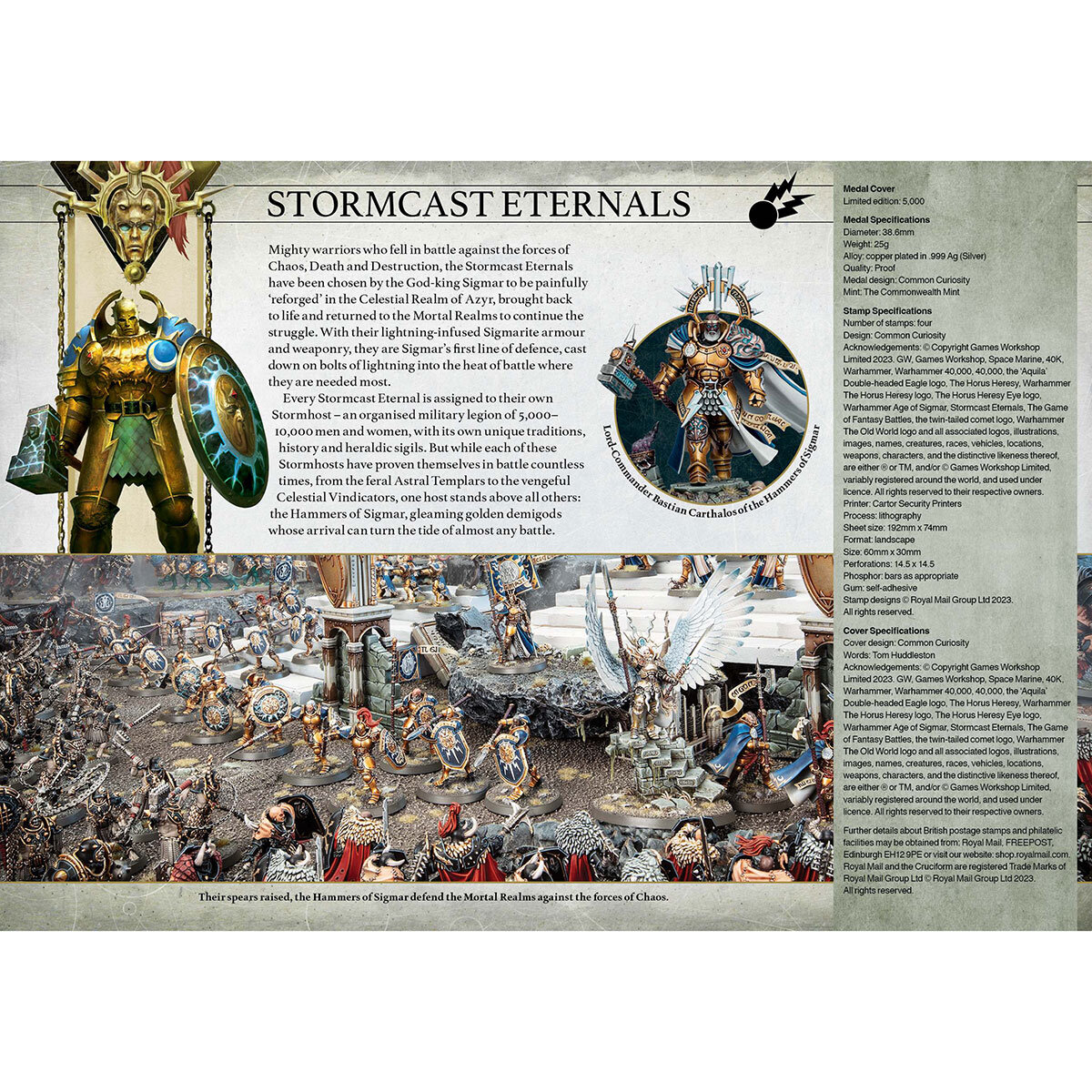 Official Limited Edition Warhammer Age of Sigmar Medal Cover by Royal Mail.