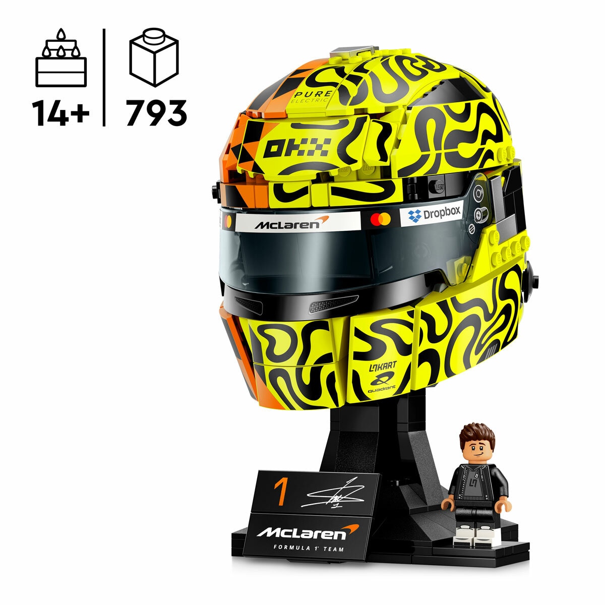 LEGO® Editions Mastercard F1® Team Lando Norris Helmet - Model 43023 (14+ Years) LEGO® Editions Mastercard F1® Team Lando Norris Helmet - Model 43023 (14+ Years)