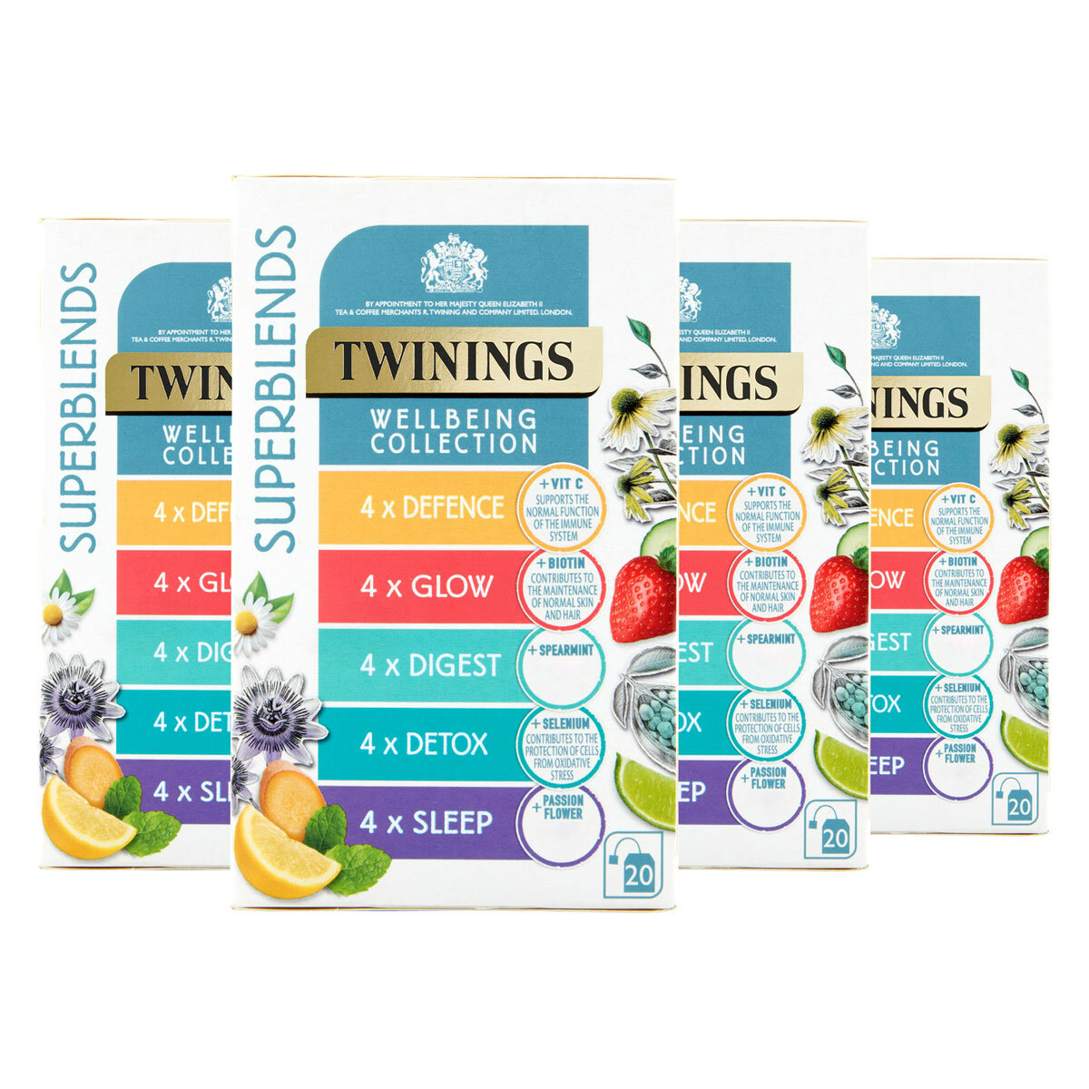 Twinings Wellbeing Collection Tea Bags, 4 x 20 Pack