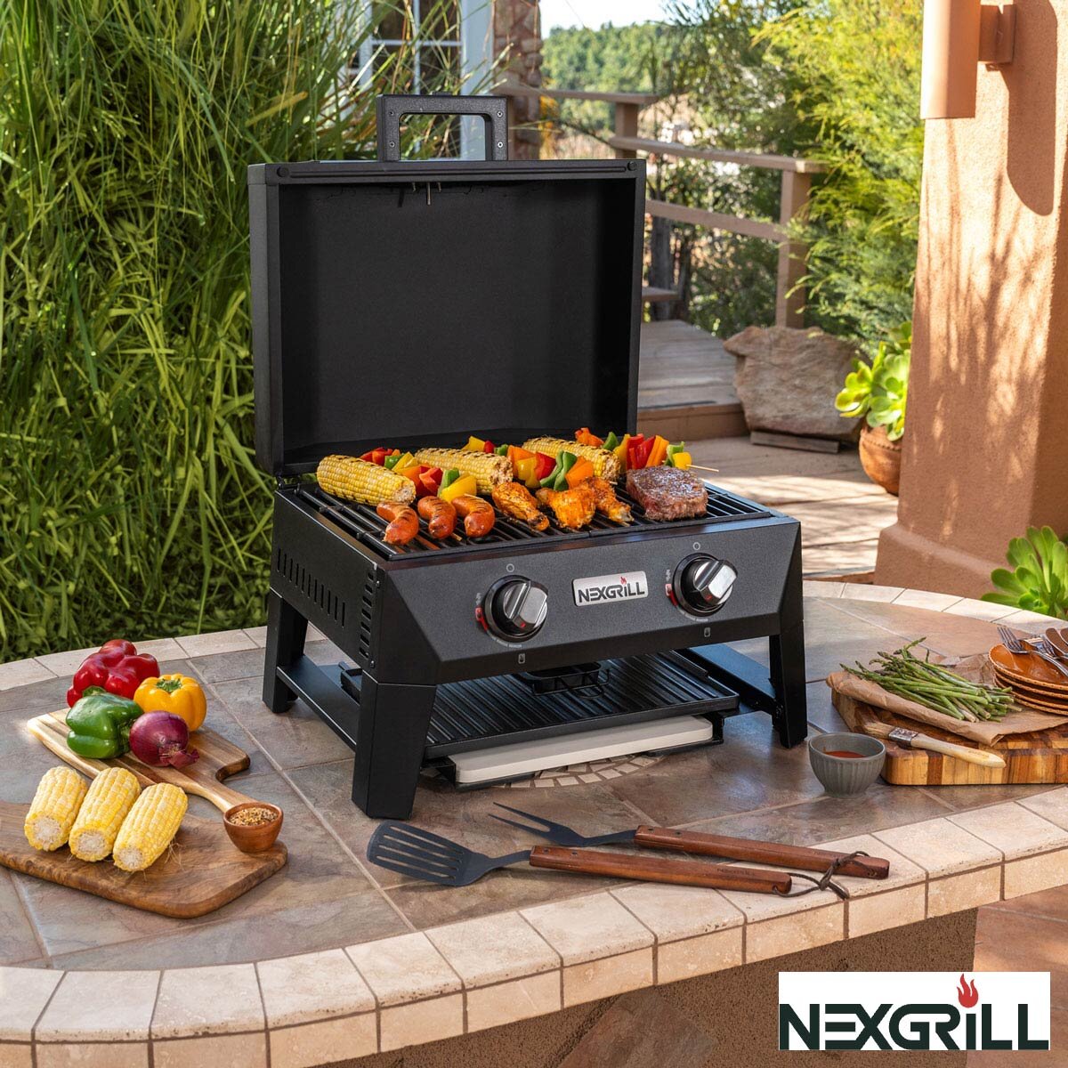 Nexgrill Fortress 2 Burner 4-in-1 BBQ Grill & Pizza Oven + Griddle + Grill Plate + Cover Nexgrill Fortress 2 Burner 4-in-1 BBQ Grill & Pizza Oven + Griddle + Grill Plate + Cover