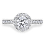 0.97ctw Round Brilliant Cut Diamond Halo Ring, Platinum