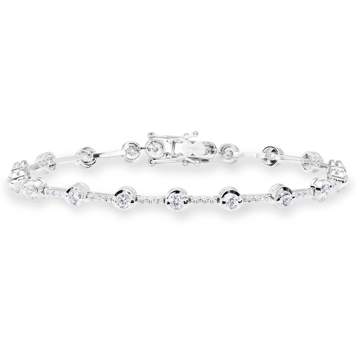 2.40ctw Round Brilliant Cut Diamond Bracelet, 18ct White Gold