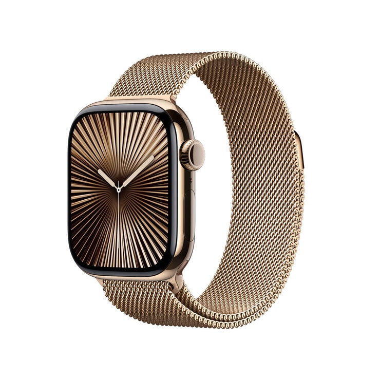 Buy Apple Watch Series 10 + Cellular, 46mm Gold Titanium Case with Gold Milanese Loop S/M, MC7T4QA/A at costco.co.uk