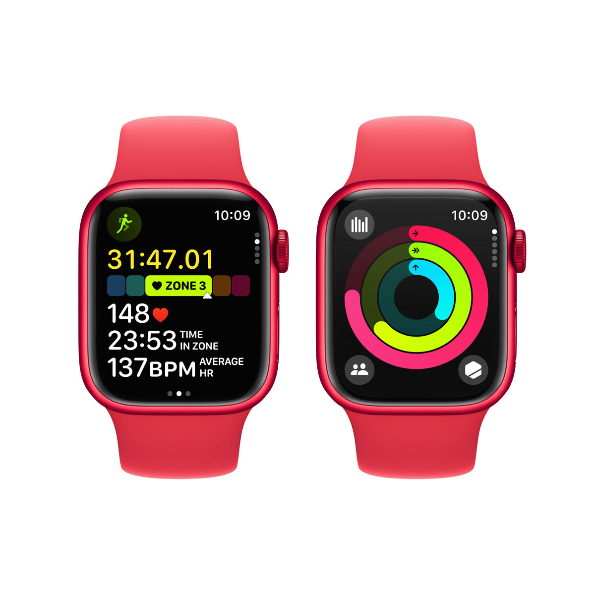 Apple Watch Series 9 Cellular, 41mm Product(Red) Aluminium Case with Product(Red) Sport Band S/M, MRXH3QA/A