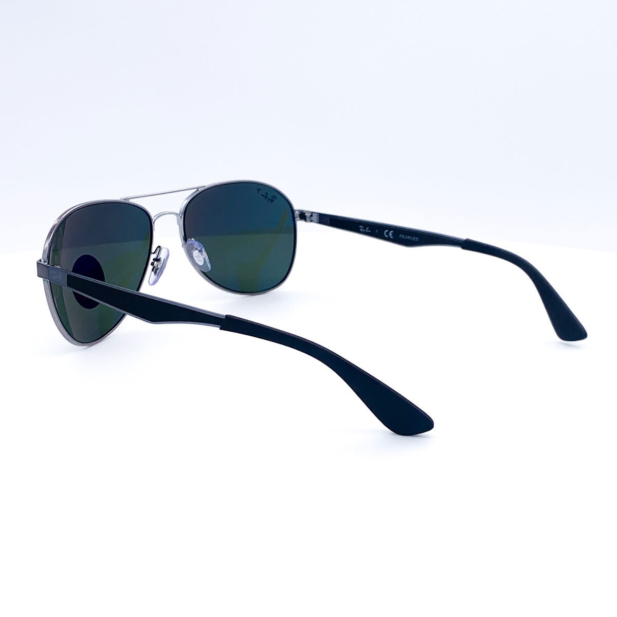 Ray-Ban Gunmetal Sunglasses with Green Polarised Lenses RB3549 004/9A 