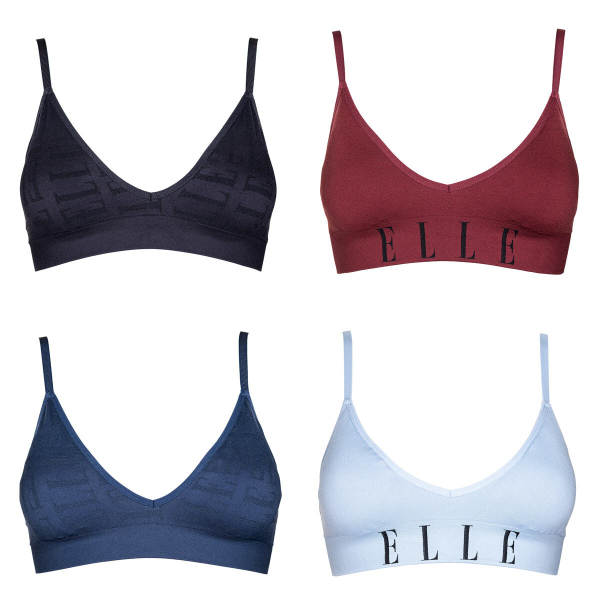 Elle Women's Seamless Bralette, 2 Pack in 2 Colours and 4
