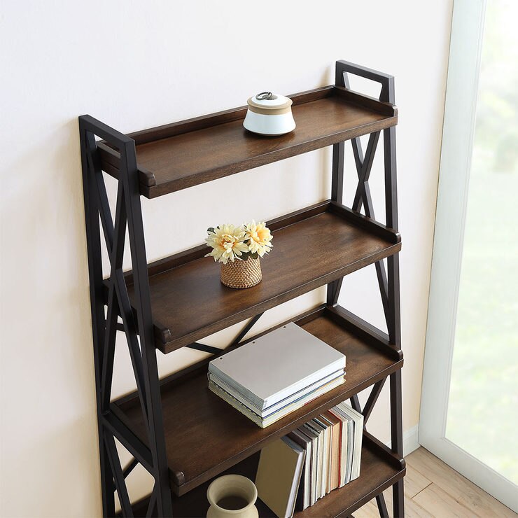 Bayside Furnishings Ladder Bookcase with 5 Fixed Shelves Costco UK