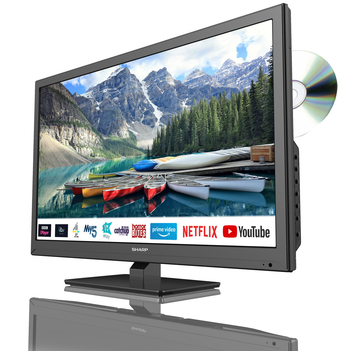 Sharp 1t C24be0kr1fb 24 Inch Hd Ready Smart Tv With Built In Dvd Player 0900