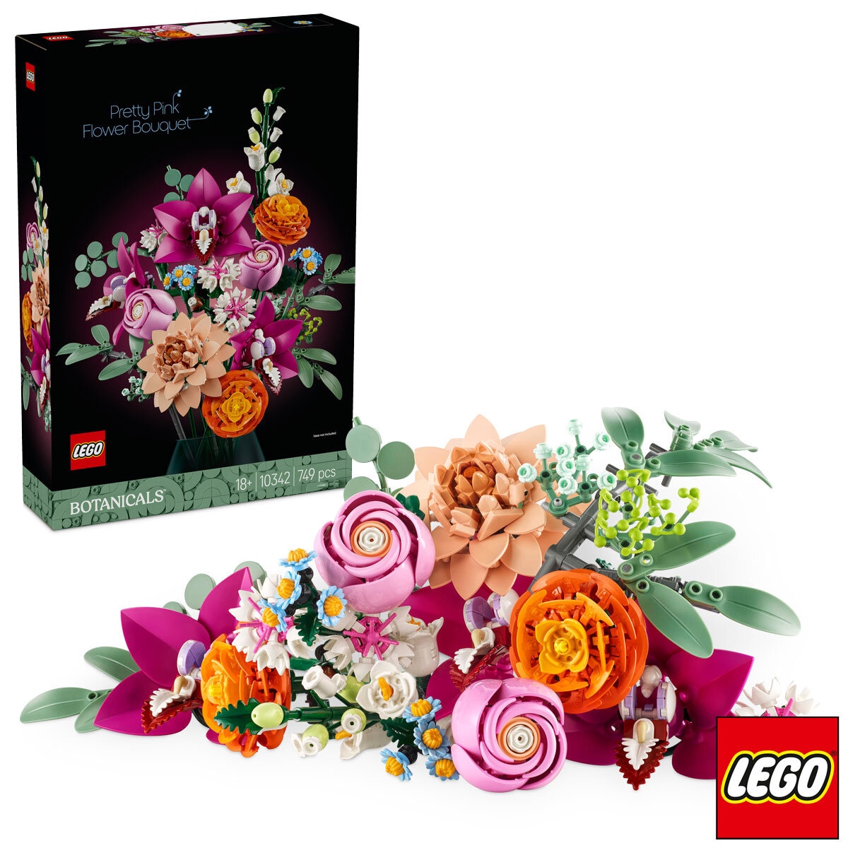 LEGO Botanicals Pretty Pink Flower Bouquet - Model 10342 ...