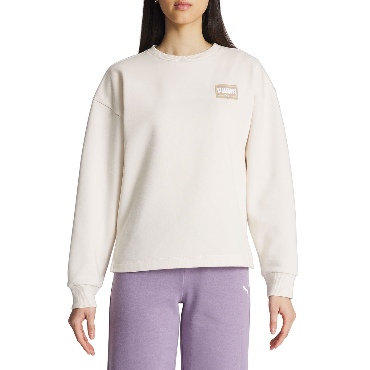 Puma Ladies Patched Up Crewneck in Lilac