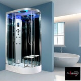 Insignia Diamond 1100mm Offset Quadrant Left Hand Steam Shower with Chrome Frame