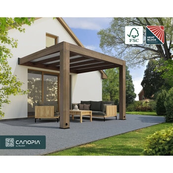 Palram Canopia Helsinki 9ft 10" x 11ft 2" (3m x 3.4m) Cedar Wood Patio Cover Palram Canopia Helsinki 9ft 10" x 11ft 2" (3m x 3.4m) Cedar Wood Patio Cover