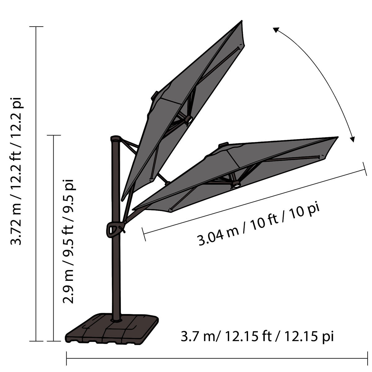 Seasons Sentry 10ft (3.05m) Square Offset Cantilever Umbrella | Costco UK