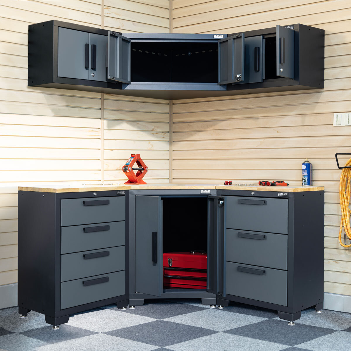 lifestyle image of garage cabinet set