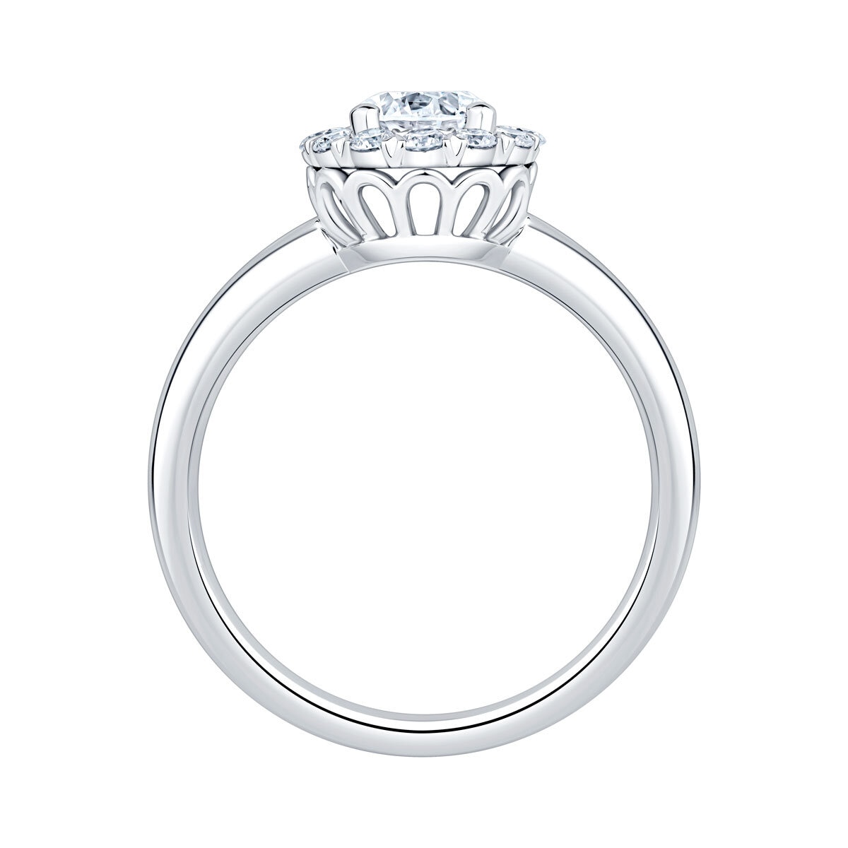 1.00ctw Round Brilliant Cut Diamond Halo Ring, Platinum