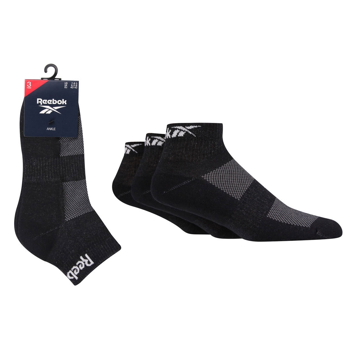 Reebok Unisex Essential Ankle Socks 6 Pack in Black