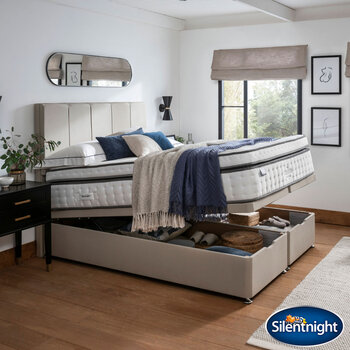 Silentnight Geltex Ultraflex 3000 Mattress & Full Ottoman Divan in Sandstone, 2 Firmness Ratings in 3 Sizes