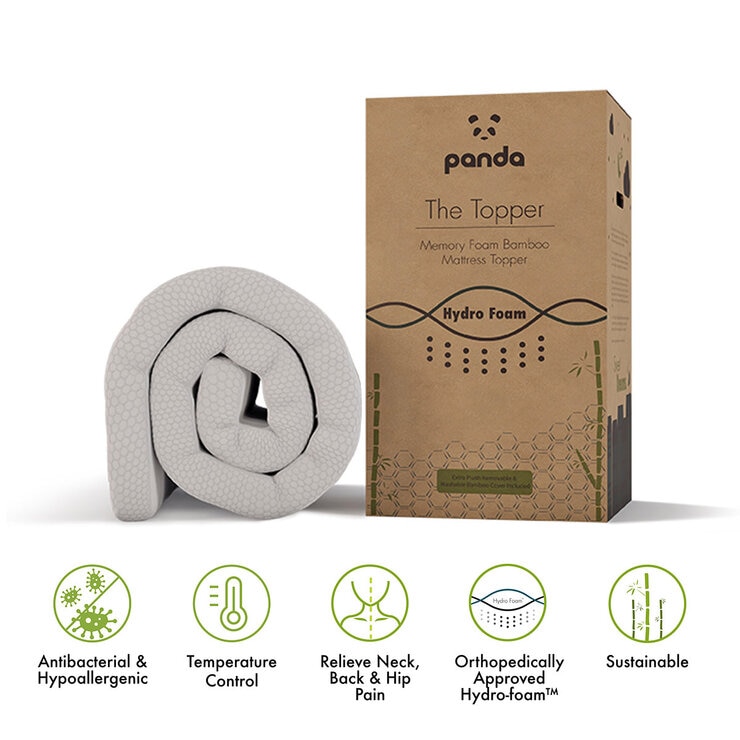 Panda Memory Foam Bamboo Mattress Topper, King Panda Memory Foam Bamboo Mattress Topper, King