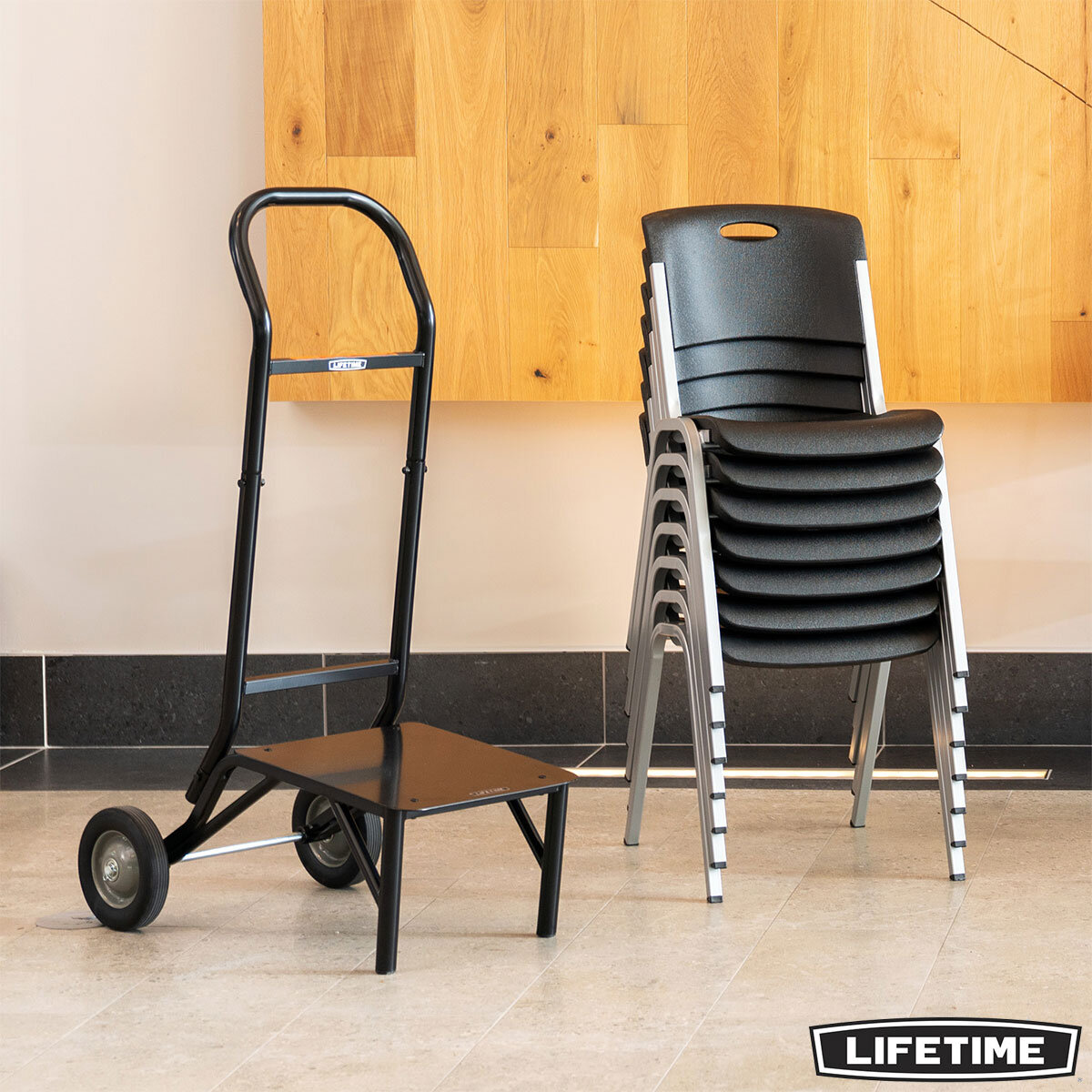 Lifetime Stacking Chair, 14 Pack & Chair Trolley