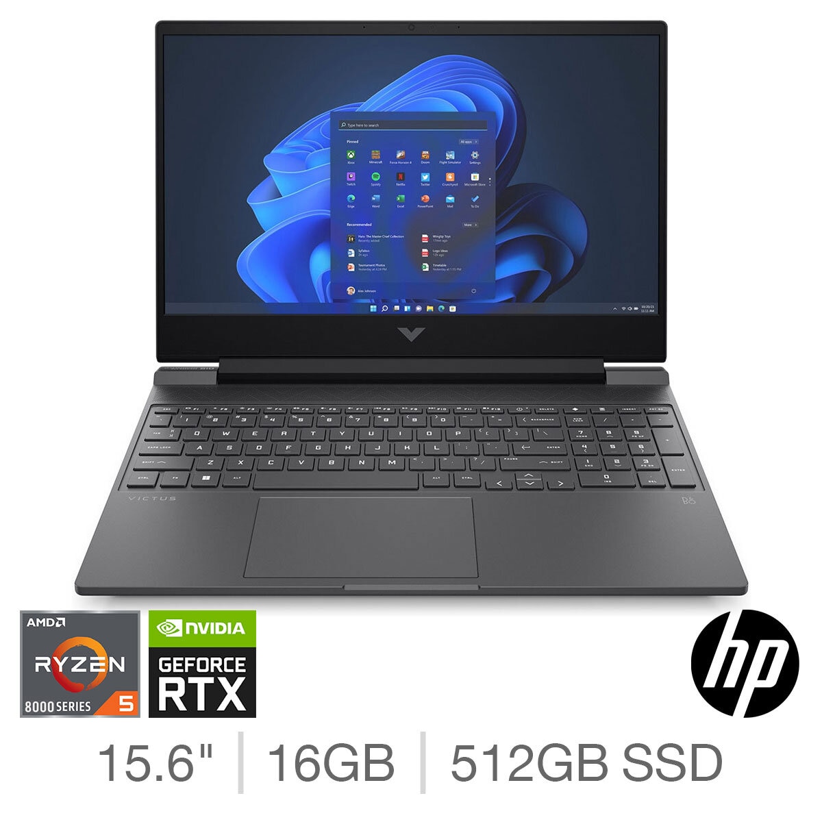 HP VICTUS, AMD Ryzen 5, 16GB RAM, 512GB SSD, NVIDIA GeForce RTX 4050, 15.6 Inch Gaming Laptop,15-fb2007na