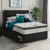 Silentnight  4 Drawer Divan Base with Bloomsbury Headboard in Ebony in 3 Sizes