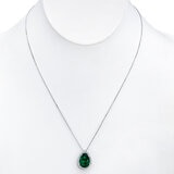 Pear Shaped Lab Emerald and 0.45ctw Diamond Pendant.