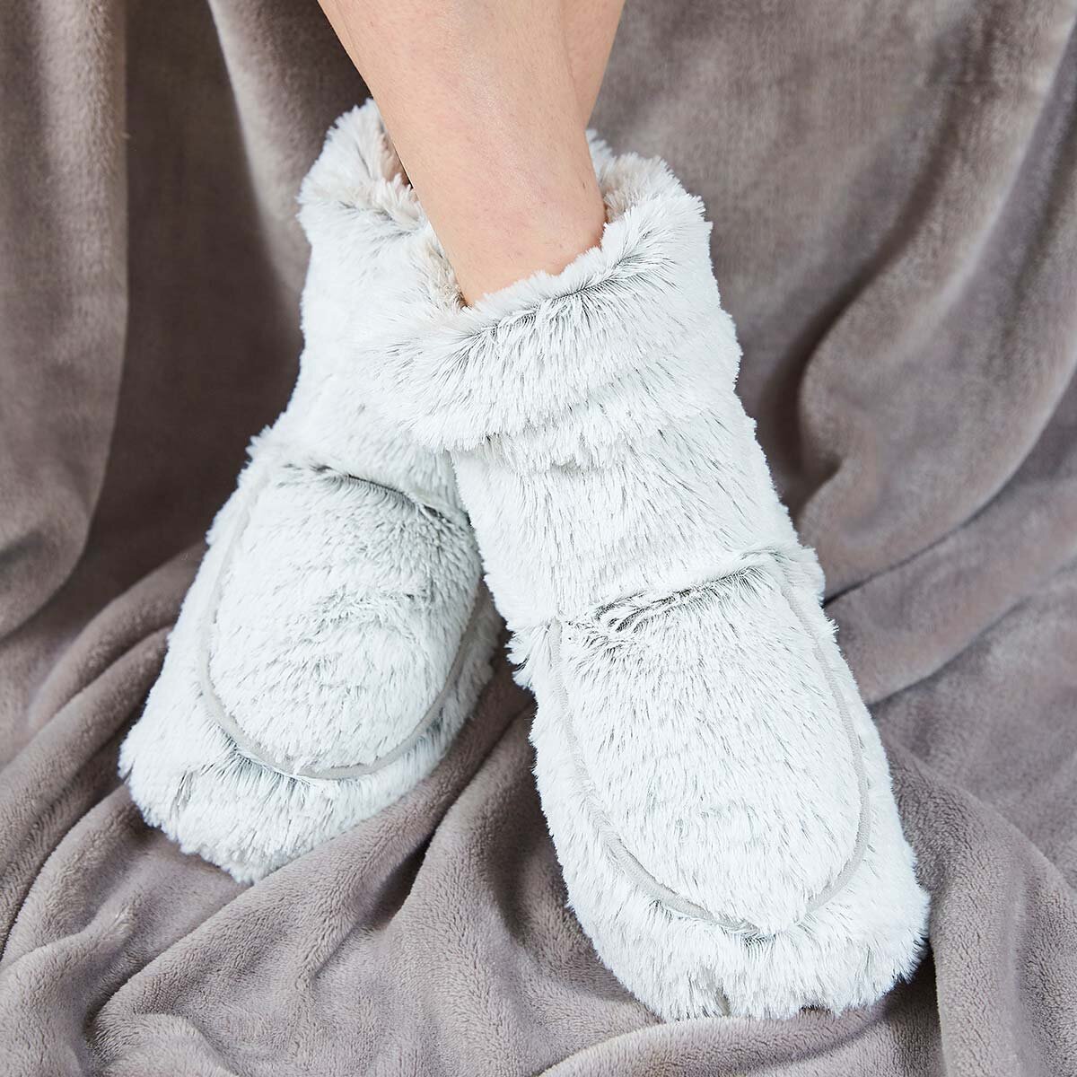 Warmies Fully Heatable Wellness Slipper Boot in Grey