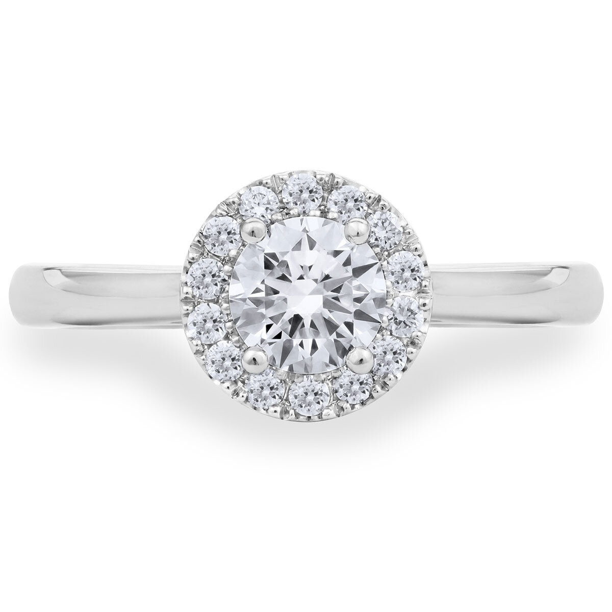 0.64ctw Round Brilliant Cut Diamond Halo Ring, Platinum