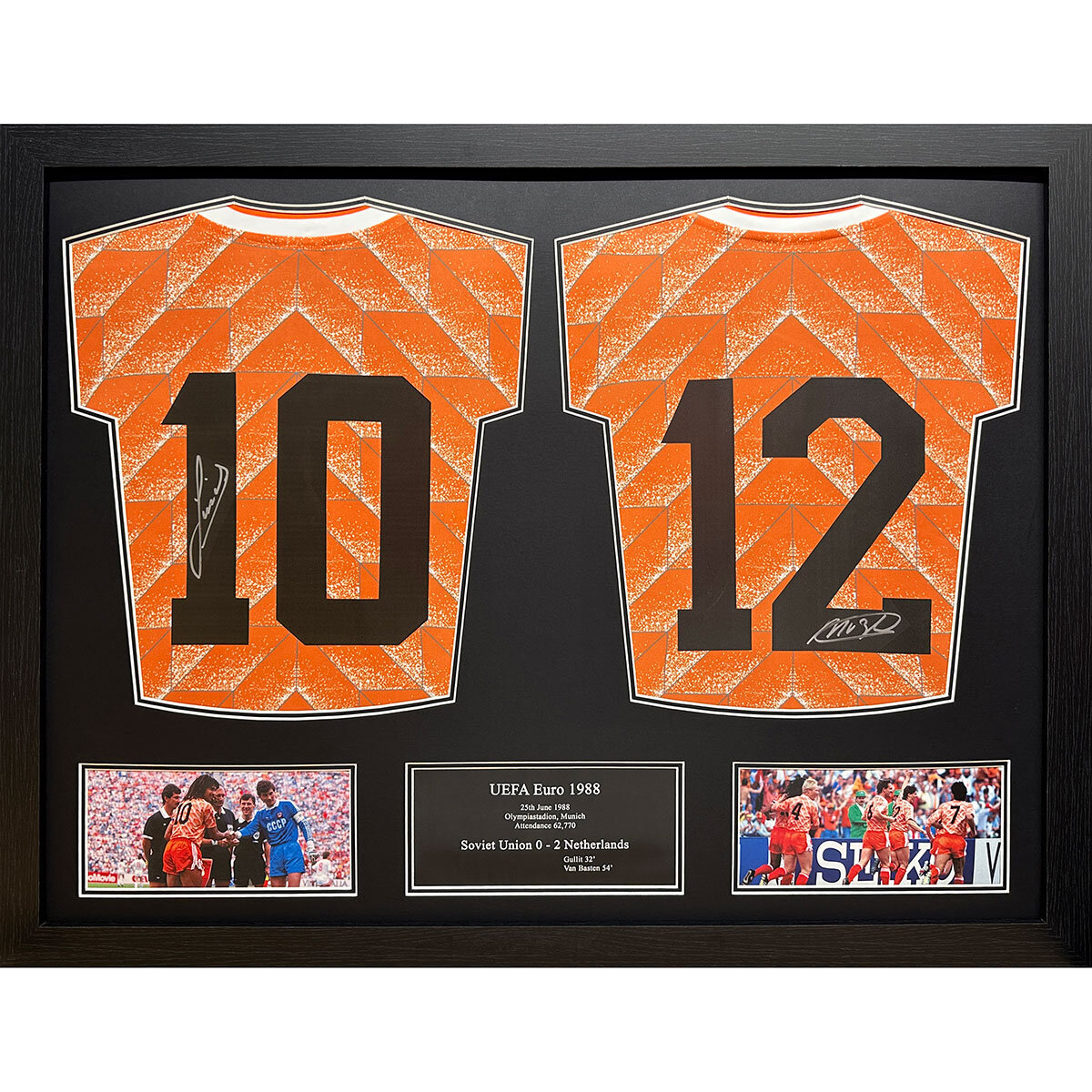 Gullit & Van Basten double signed Netherlands shirt display