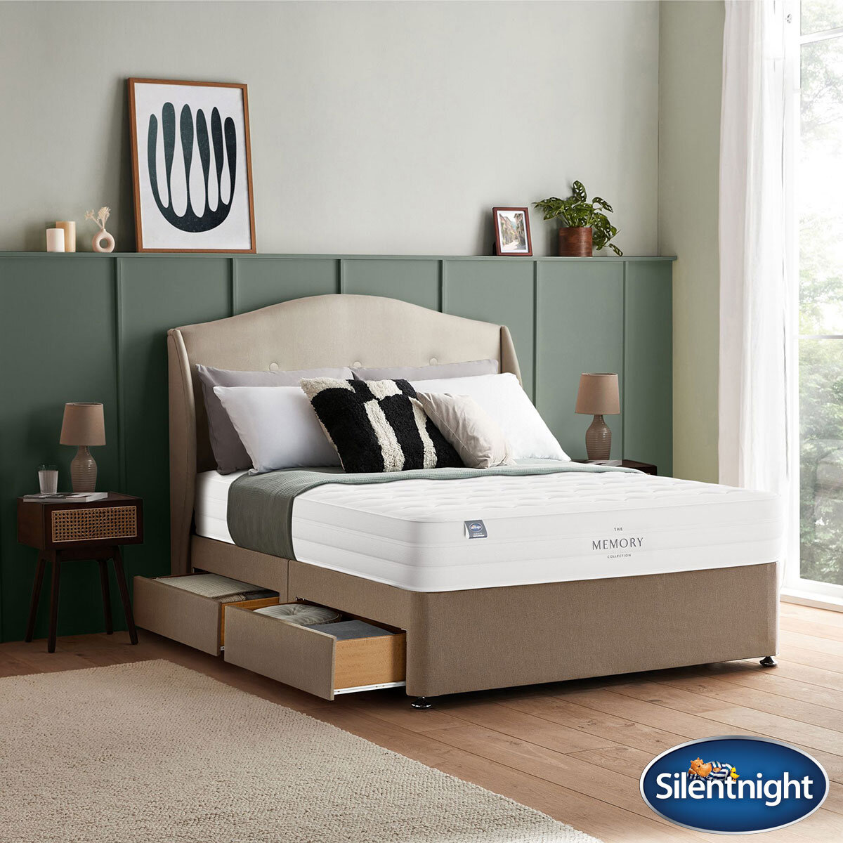 Silentnight Memory Pocket 2000 Mattress & Sandstone Divan in 4 Sizes