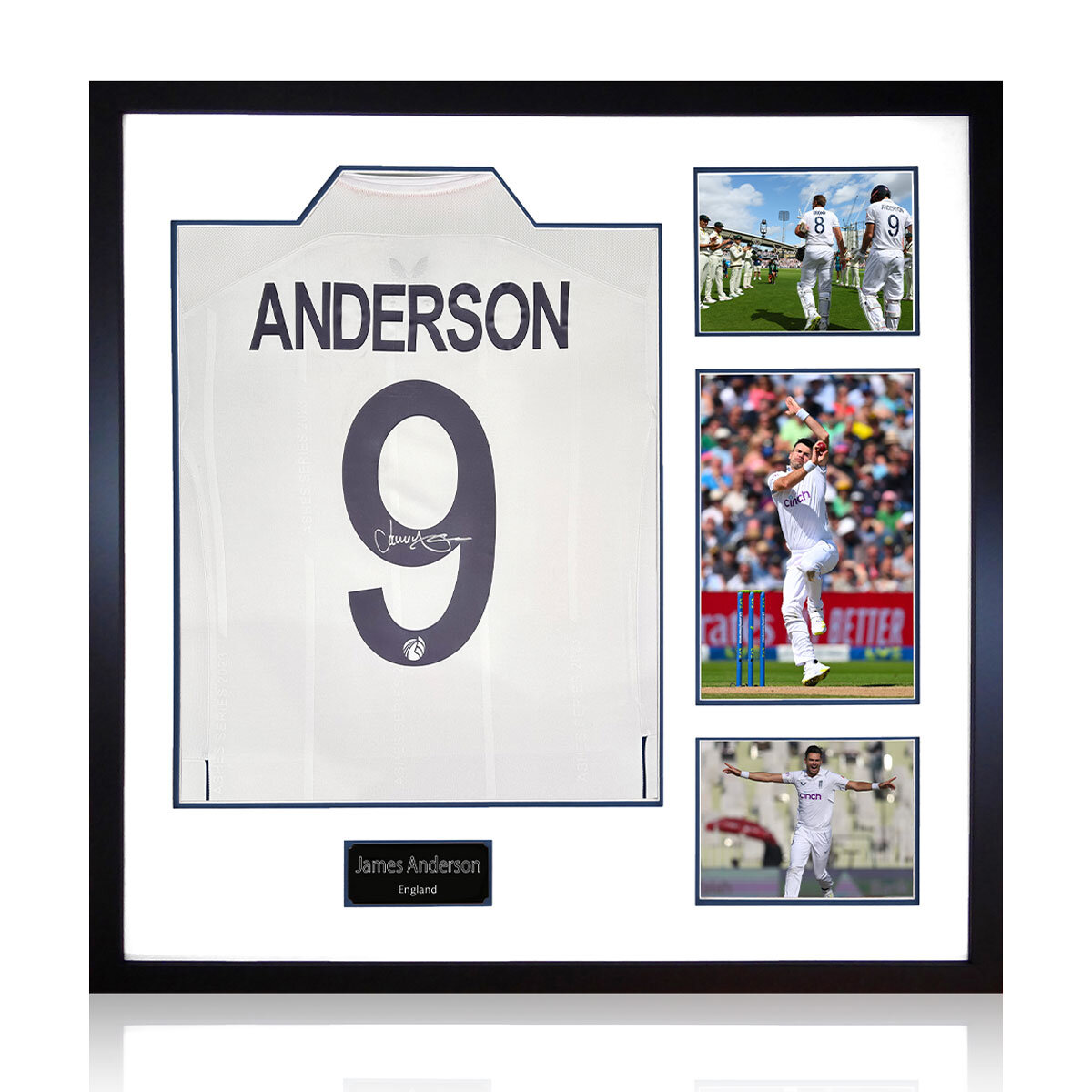 James Anderson England Signed Framed Shirt, including 3 Photos