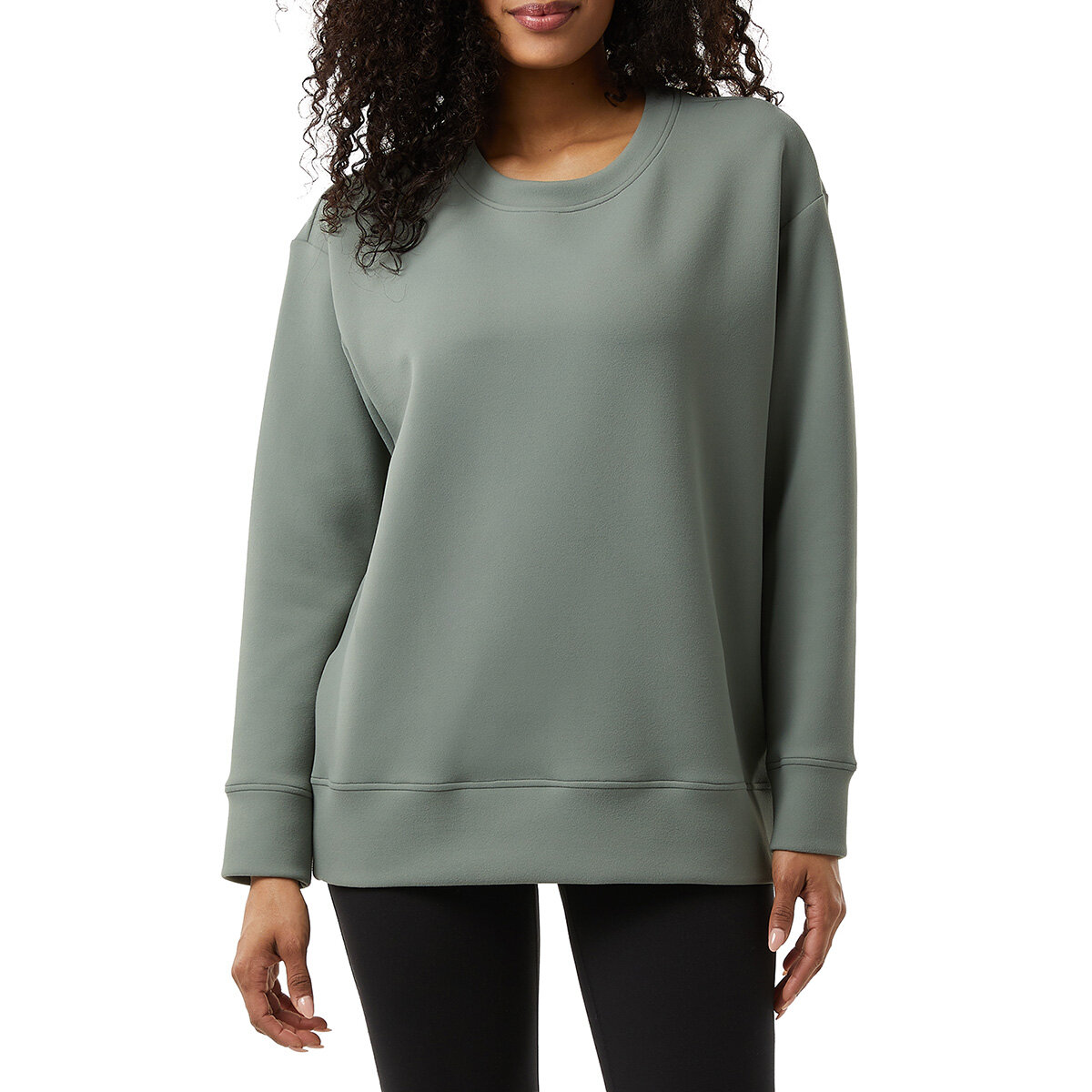 32 Degrees Ladies Sueded Tech Crewneck in Green