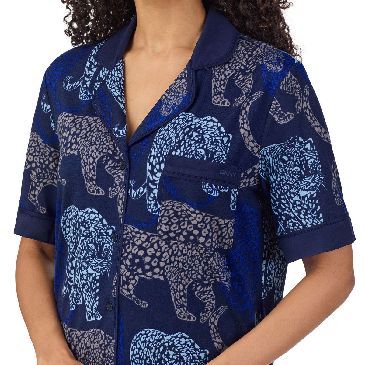 DKNY Ladies Notch Collar 3 Piece PJ Set in Animal Print DKNY Ladies Notch Collar 3 Piece PJ Set in Animal Print