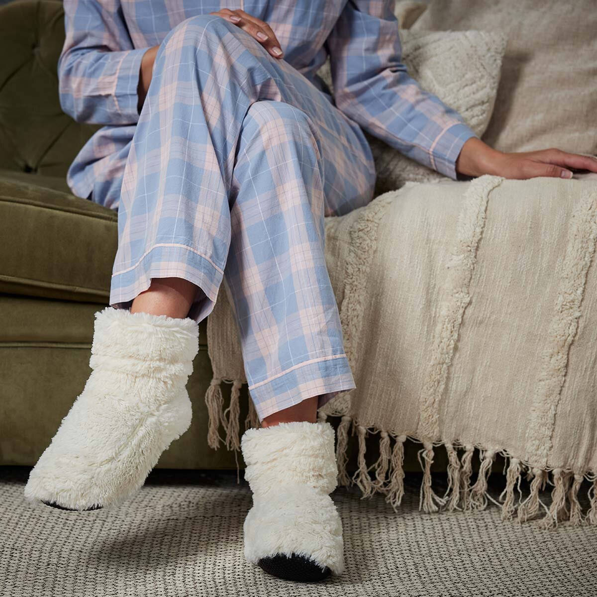 Warmies Fully Heatable Wellness Slipper Boot in Cream