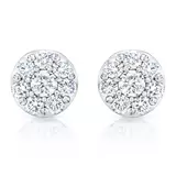 1.50ctw Cluster Stud Diamond Earrings, 14ct White Gold