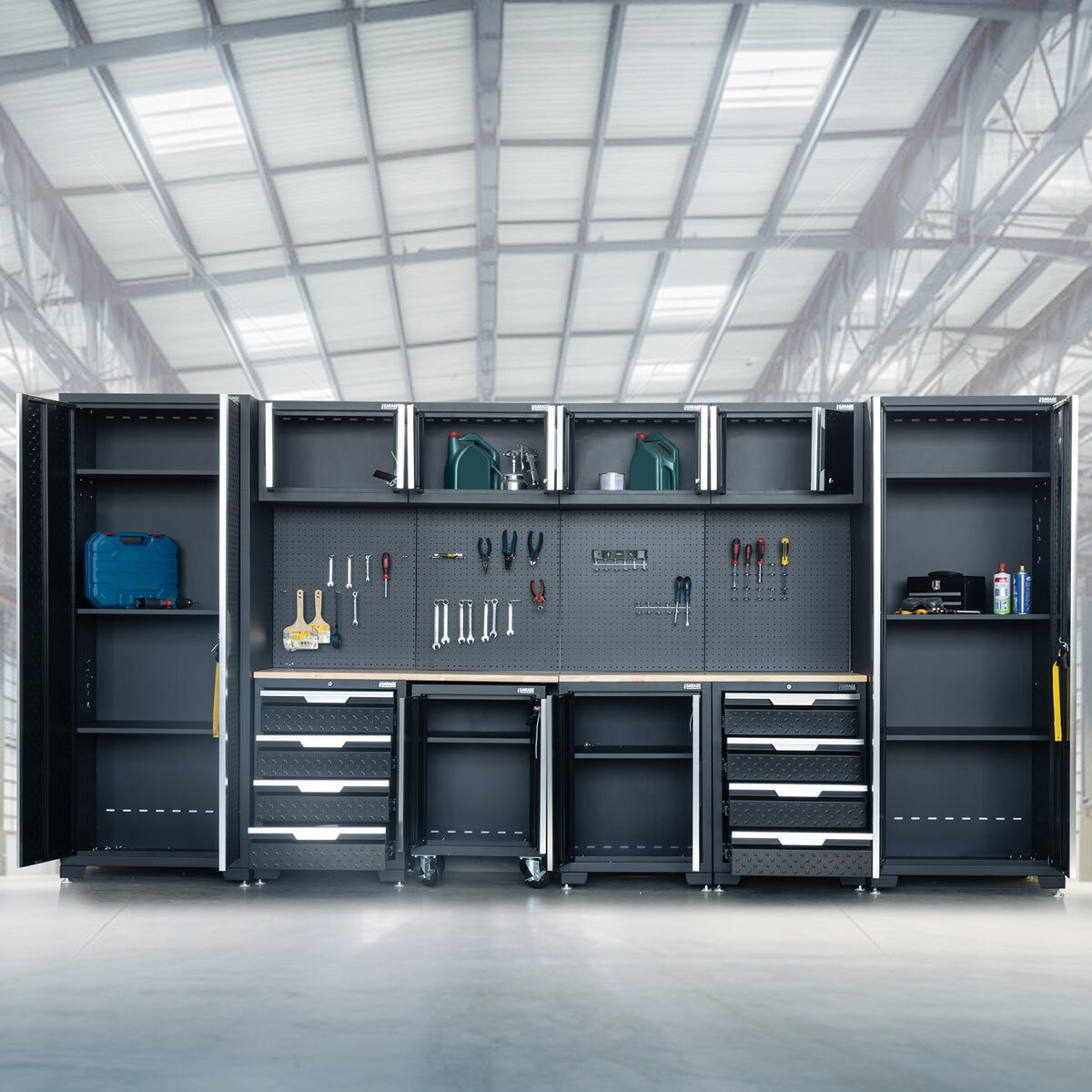 Hilka Garage Pro+ 24 Gauge Steel 11 Piece Cabinet Set Hilka Garage Pro+ 24 Gauge Steel 11 Piece Cabinet Set