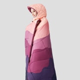 Weatherproof vintage outdoor blanke twith detachable hood in magenta