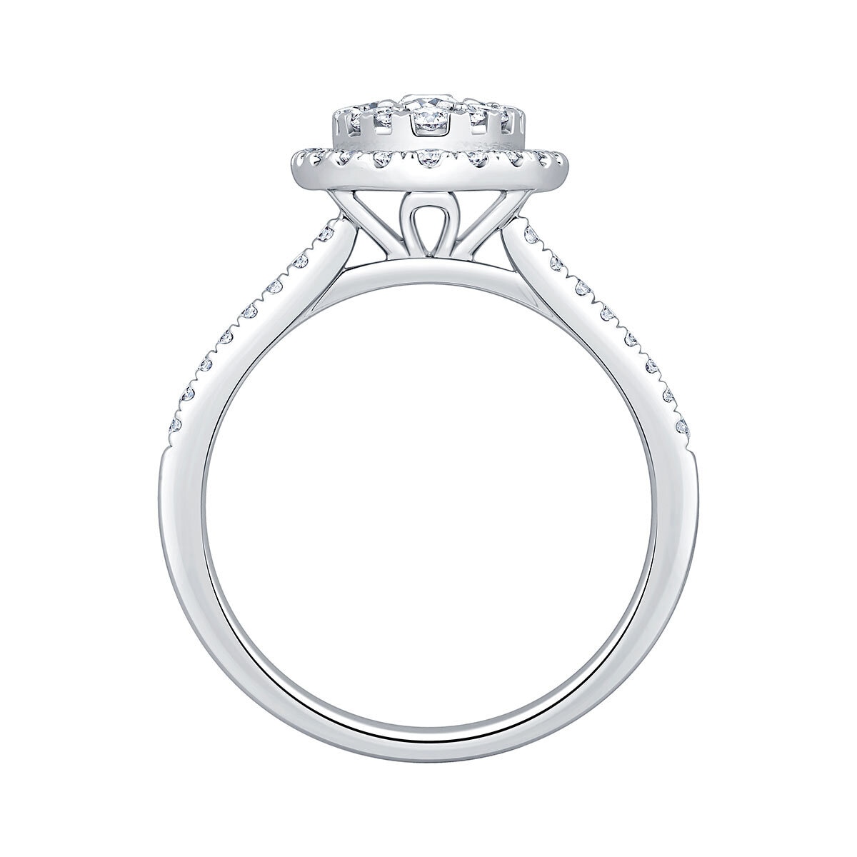 1.00ctw Round Brilliant Cut Diamond Cluster Ring, 14ct White Gold