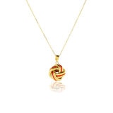 14ct Yellow Gold Coral Enamel Love Knot Necklace