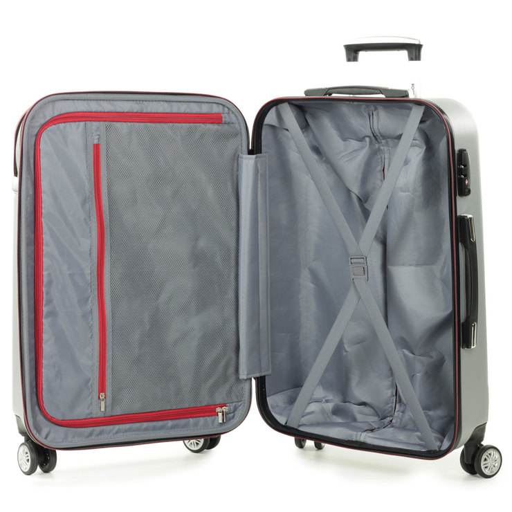 Rock Hybrid 3 Piece Hardside Suitcase Set in Silver | Costco UK